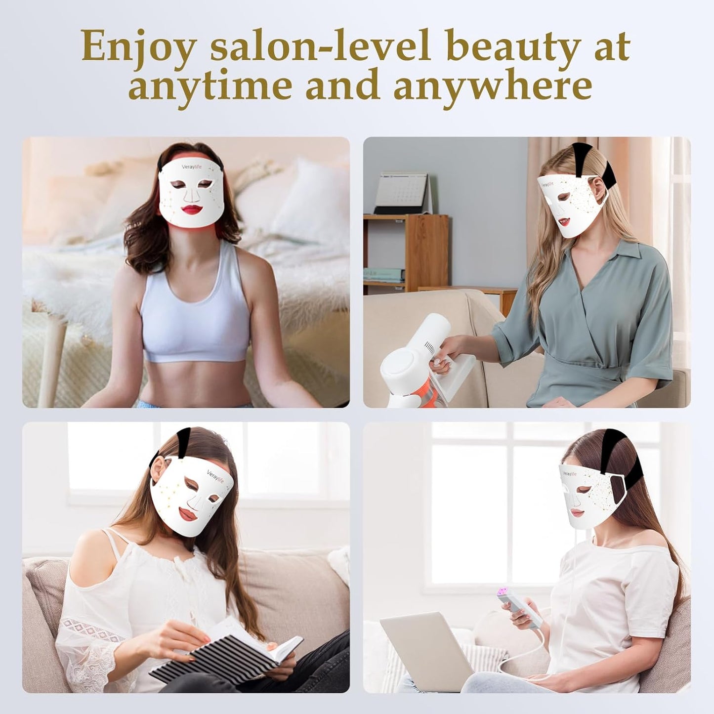 Red Light Therapy for Face, LED Face Mask Light Therapy, Portable Home Device with 7 Colors & 8 Modes, 850Nm near Infrared & Localized Blue Light Reduce Acne, 432 Beads Pro Leds