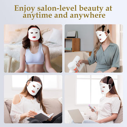 Red Light Therapy for Face, LED Face Mask Light Therapy, Portable Home Device with 7 Colors & 8 Modes, 850Nm near Infrared & Localized Blue Light Reduce Acne, 432 Beads Pro Leds