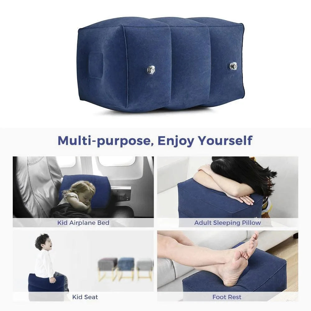 Flight Sleeping Footrest Pillow Resting Pillow for Kids on Airplane Car Bus Pillow Inflatable Travel Foot Pad Foot Rest Pillow